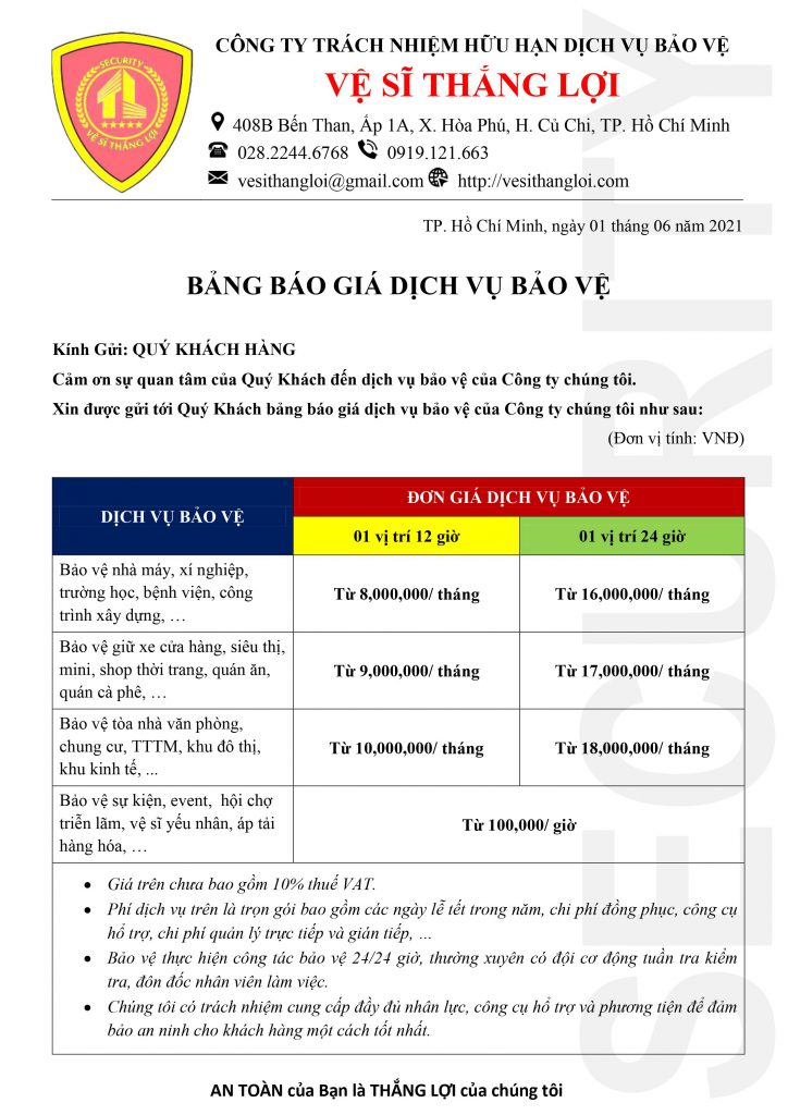 Báo Giá Bảo Vệ Giữ Xe Tại HCM
