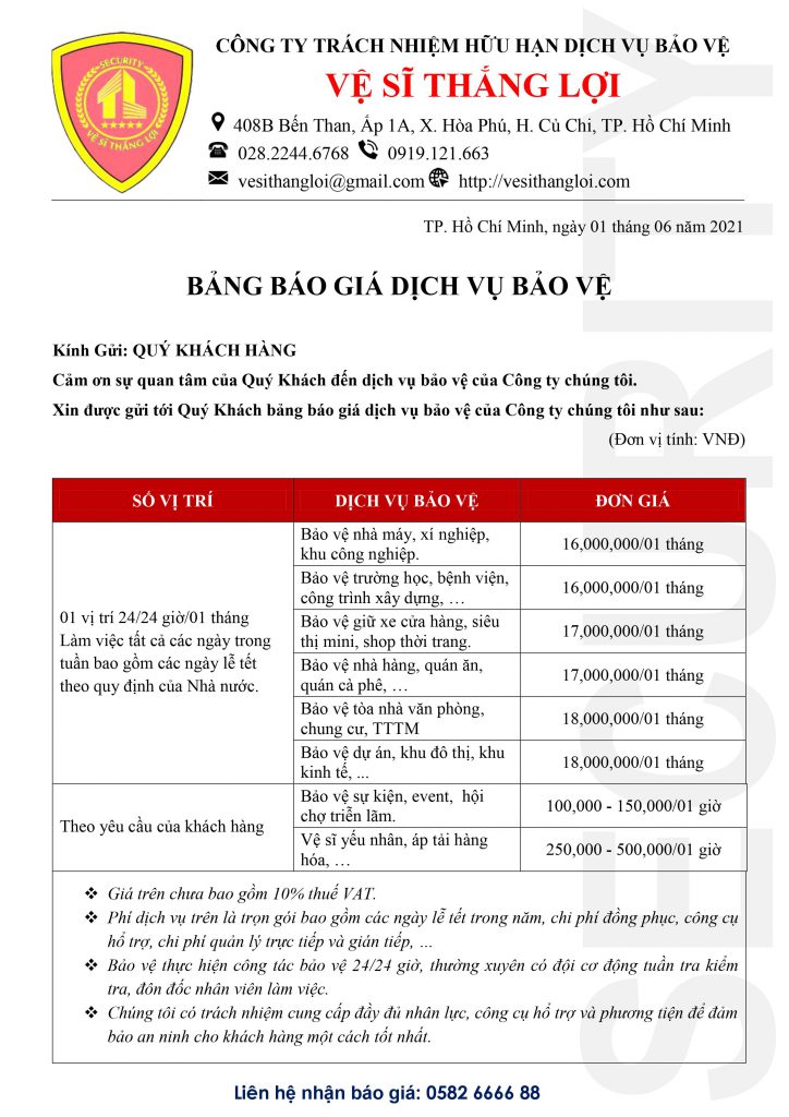 Báo Giá Bảo Vệ Trung Tâm Thương Mại Tại HCM